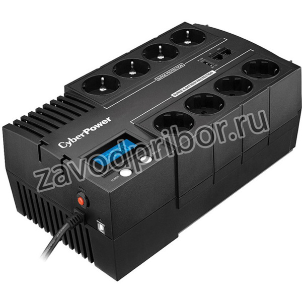CyberPower BR700ELCD, ИБП CyberPower BR700ELCD, Line-Interactive, 700VA/420W, 8 Schuko розеток, USB&USB Charger, RJ11/RJ45, LCD дисплей, Bla