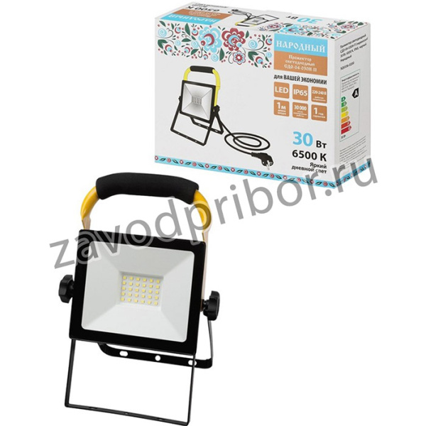 TDM SQ0336-0200 Прожектор светодиодный СДО-04-030Н-П (переносной) 30 Вт, 6500 К, IP65, черный, Народный
