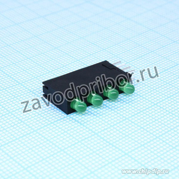 L-7104SB/4GD, LED; в корпусе; зеленый; 3мм; Кол-во диод: 4; 10мА; 40°; 2,2?2,5В