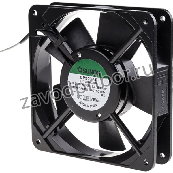 DP203AT2122LBL.GN, Вентилятор осевой, 230В AC, 120х120х25мм, 0.07А, 14Вт, качения, 1700об/мин, 2 провода