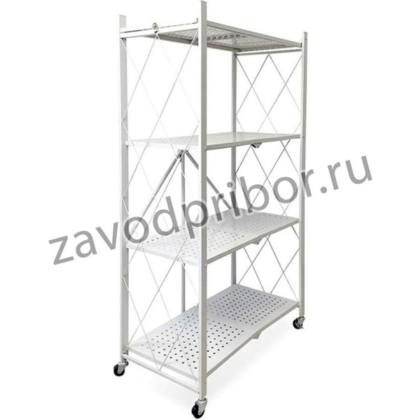 Стеллаж металлический 4 полки складной Атлант-4, размер 730x400x1265 мм, белый АСТ-42