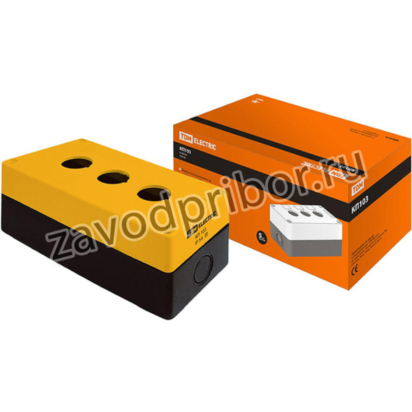 Корпус КП103 для кнопок 3места желтый TDM