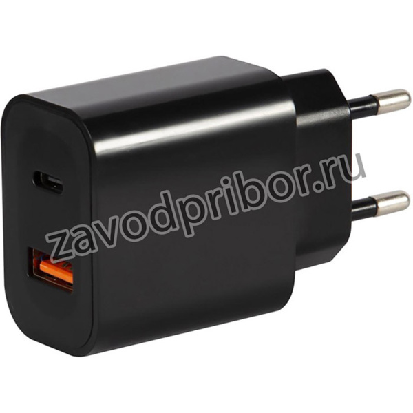 Зарядное устройство сетевое Red Line, USB+Type-C, 3A,PD 20W,чер,УТ000029980