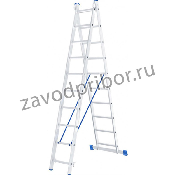 97910, Лестница, 2 х 10 ступеней, алюминиевая, двухсекционная, Россия