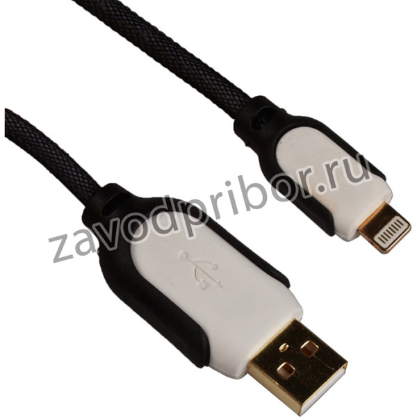 USB Дата-кабель KS-U505 для Apple iPhone, iPad, iPad mini 8 pin в жесткой оплетке белый, черный
