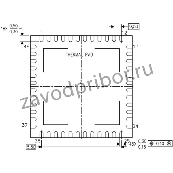 CDCM7005RGZT, ФАПЧ, синхронизатор тактовых сигналов, 2.2ГГц, 3В до 3.6В/210мА питание, VQFN-48