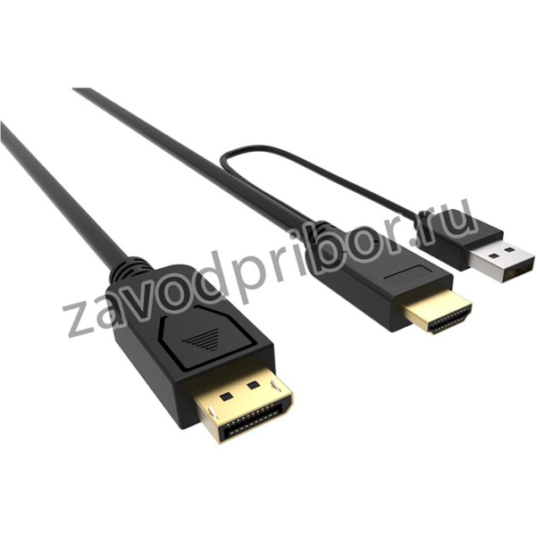Кабель аудио-видео Buro HDMI (m)/DisplayPort (m) 3м. позолоч.конт. черный (HDMI-DP-3M)