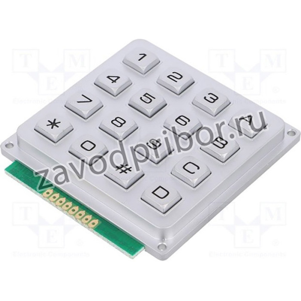 KB1604-MNS-WP, Клавиатура: металл, Кол-во кноп: 16, нет, металл, 200мОм, 1,2Н, 20мА