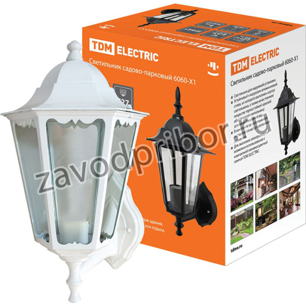 Светильник 6060-21 садово-парковый шестигранник, 60Вт, вверх, белый