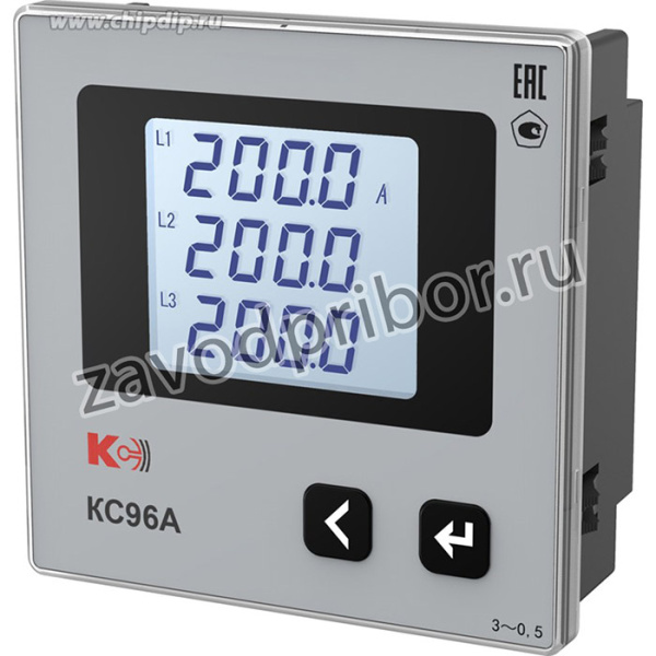 КС96А-К31-5А- Амперметр цифровой трехканальный переменного тока, габаритный размер 96х96мм