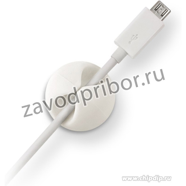 CM1101W, Зажим кабельный, одинарный, круглый, приклеивающийся, белый