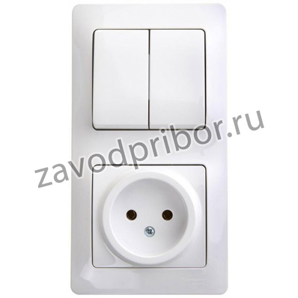 Блок комбинированный Glossa (розетка + 2-кл. выкл.) бел. SE GSL000172