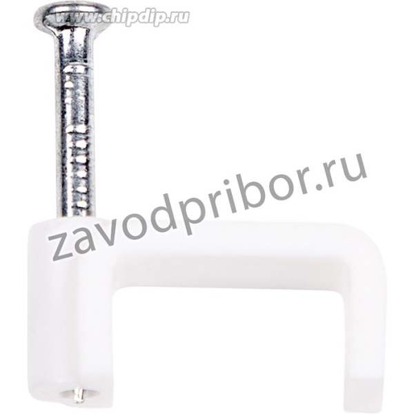 07-4214, Крепеж кабеля плоский 14 х 7 мм, белый (упак. 50 шт)