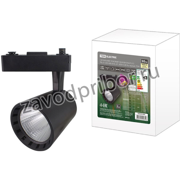Светильник трековый однофазный LED TRL-01-030-WB 30 Вт, 24°, 3000 К, 80 Ra, черный, TDM
