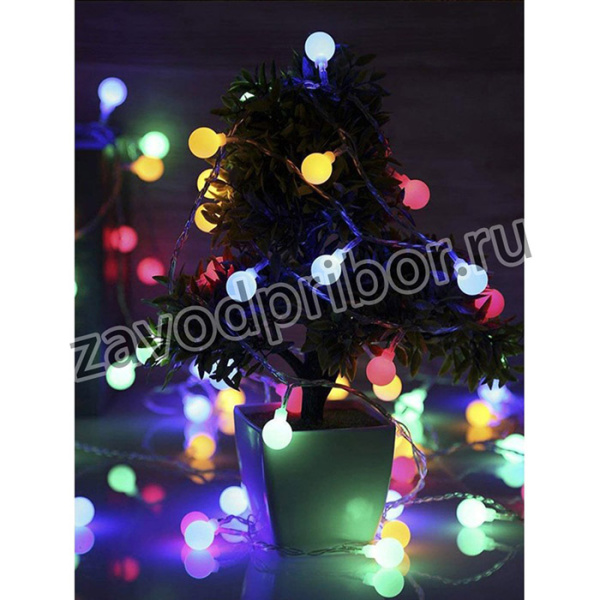 Светодиодная гирлянда 30 светодиодов, шарики мультиколор 1см, 4,4м, KOC_GIR30LEDBALL_RGB