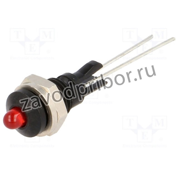 2663.8023, Индикат.лампа: LED, выпуклый, Отв: d6мм, на печатную плату, латунь