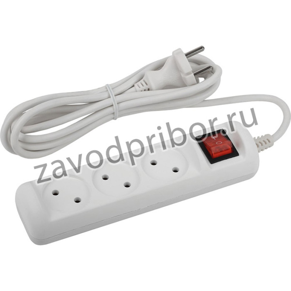 Удлинитель электрический ЭРА U-3s-3m-2x1 без заземления c выключателем 3 розетки 3м ПВС 2x1мм2 10А Б0044050