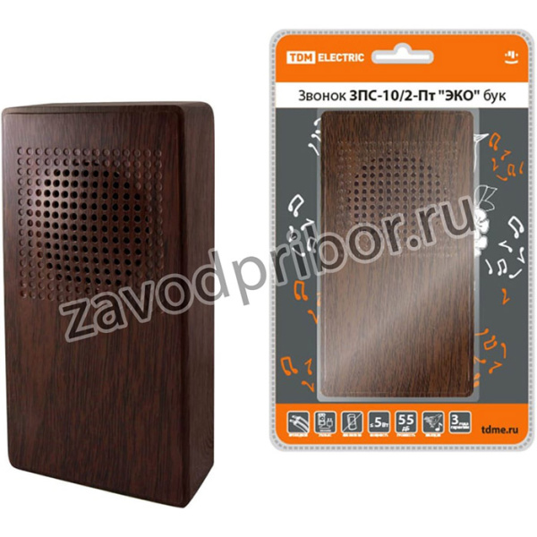 Звонок ЗПС-10/2-Пт "ЭКО" бук проводной, без кнопки, сеть, "птичка" SQ1901-0027