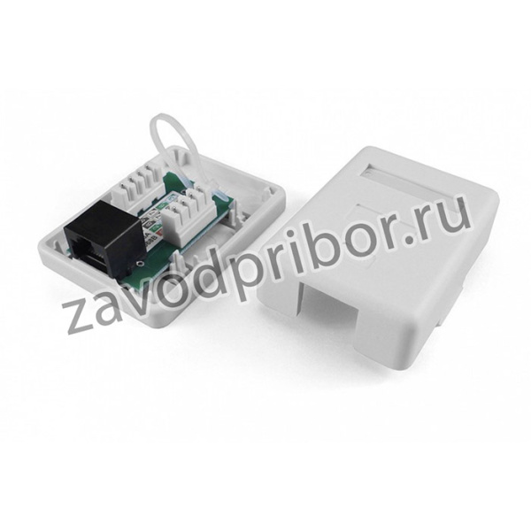Розетка компьютерная rj-45(8p8c), категория 5e, одинарная, внешняя, dual idc Hyperline SB1-1-8P8C-C5e-WH Розетка компьютерная RJ-45(8P8C), к