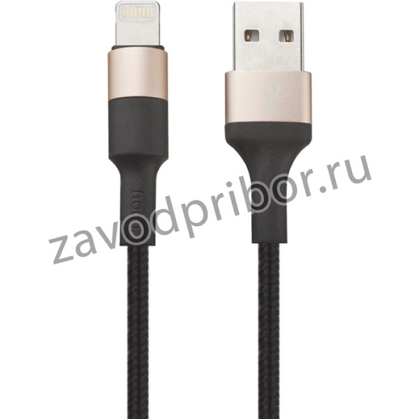 USB кабель Hoco X26 Xpress Charging Data Cable для Apple L=1М черный/золотой