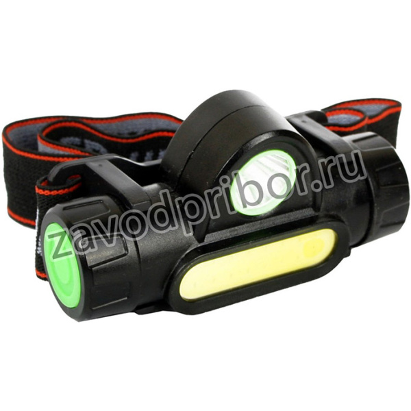 E1340 фонарь налоб. аккум 3,7В, черный, XPE + COB LED, 3 Ватт, 2 реж., магнит, бокс 14268