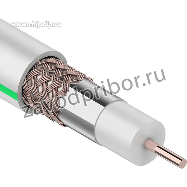 01-2431-6, Кабель коаксиальный SAT 703 B, Cu/Al/Cu, 64%, 75Ом, 100м, INDOOR, белый