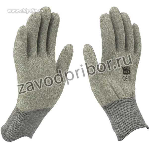 Перчатки антистатические токопроводящие нейлоновые, с добавлением медной нити (Rs 10Е5), размер L