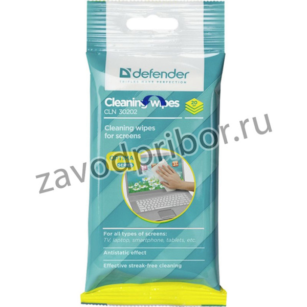 DEFENDER Салфетки для экрана CLN 30202, в мягкой упаковке, 20шт.