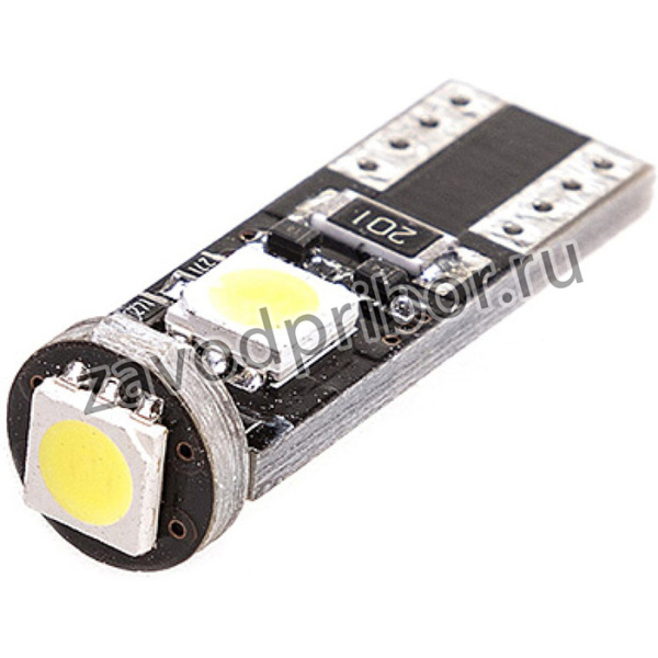 Автолампа диод T10 W5W 3 SMD диода 1-конт без цоколя обманка, биполярная, белая S08201383