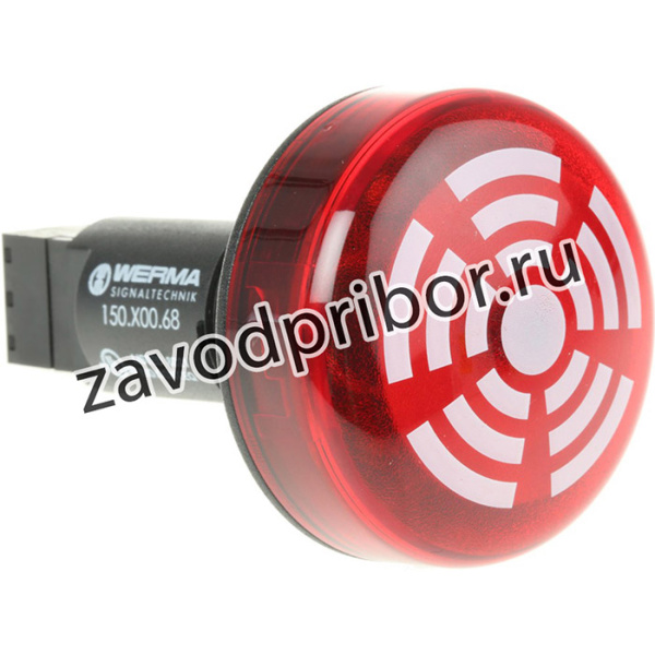150.100.68, LED Buzzer, Red, Continuous, 230VAC, 80dBA, IP65