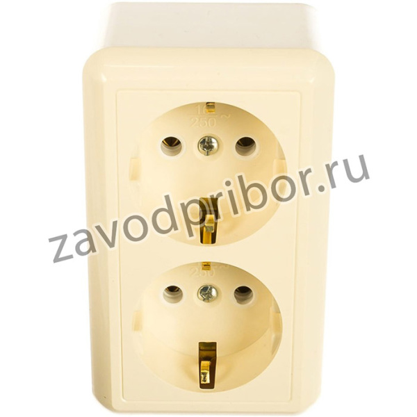 ОПТИМА Розетка открытой уст. двухместная с з/к, 16А РА16-374 с/к 8038