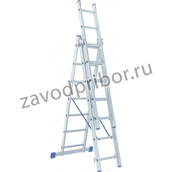 97817, Лестница, 3 х 7 ступеней, алюминиевая, трехсекционная, Россия// Сибртех