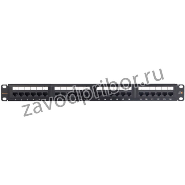 Панель 19", 1U, 24 порта, Кат.6, RJ45/8P8C, неэкран., черная NMC-RP24UE2-ES-1U-BK