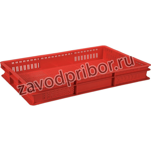 Ящик п/э 600х400х75 с перфорацией цв. красный 07165