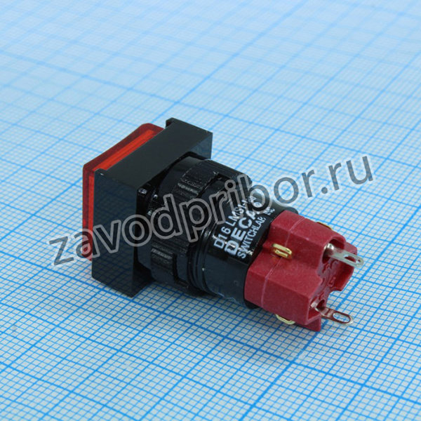 D16LMS1-1ABOR, D16LMS1-1ABOR, Переключатель кнопочный без фиксации 250В/5А подсветка красная