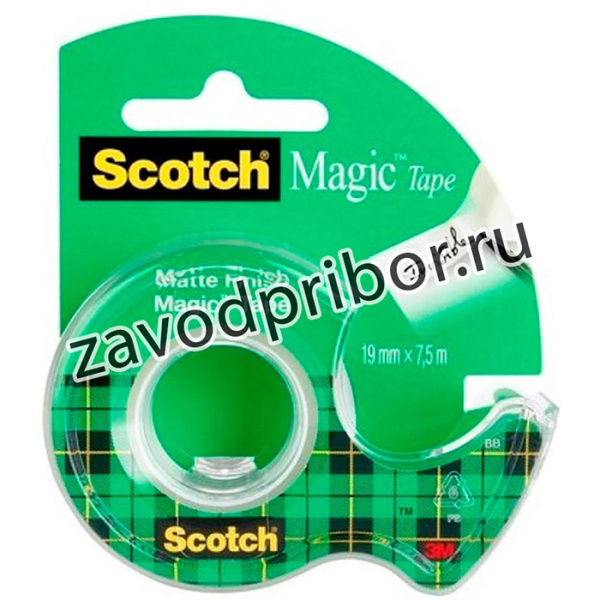 Клейкая лента канцелярская 3M Scotch Magic 8-1975D 7100093940 шир.19мм дл.7.5м невидимая на мини-диспенсере