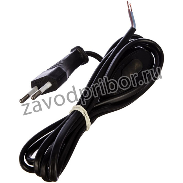 Шнур для бра с прох. выкл. черный ШВВП 2x0,75 1,7м А1060 Ч