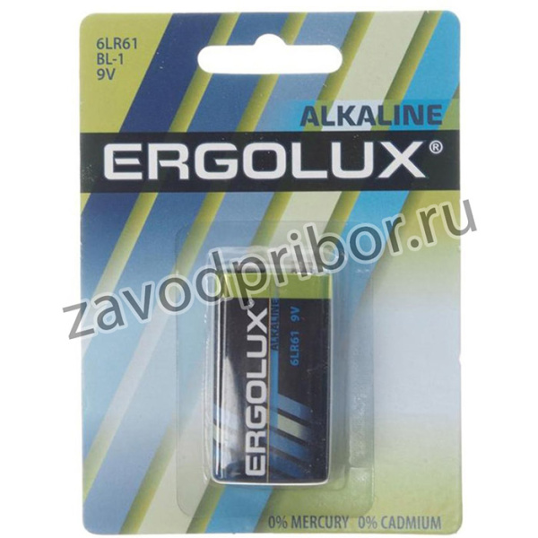 Батарейка KRONA 6LR61 9V блистер 1шт. Alkaline ERGOLUX