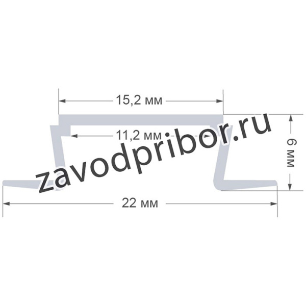 08-06-01 Профиль алюминиевый прямой встраиваемый для светодиод. ленты, анод.,серебро, 1 м. (3010)