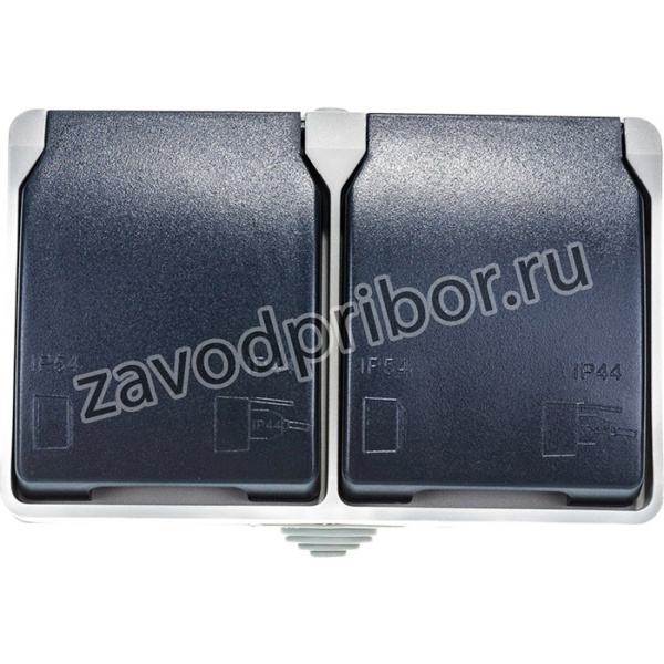 Розетка 2-м ОП Форс с заземл. крыш. IP54 РСб22-3-ФСр ИЭК ERS22-K03-16-54-DC