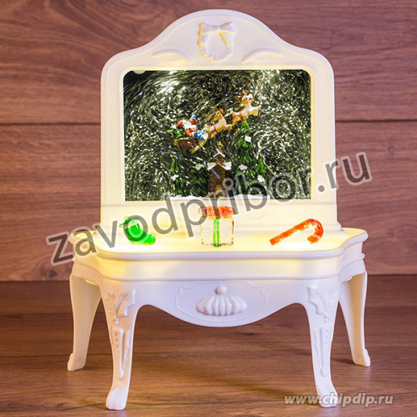 501-064, Декоративный светильник Столик с эффектом снегопада, подсветкой и новогодней мелодией