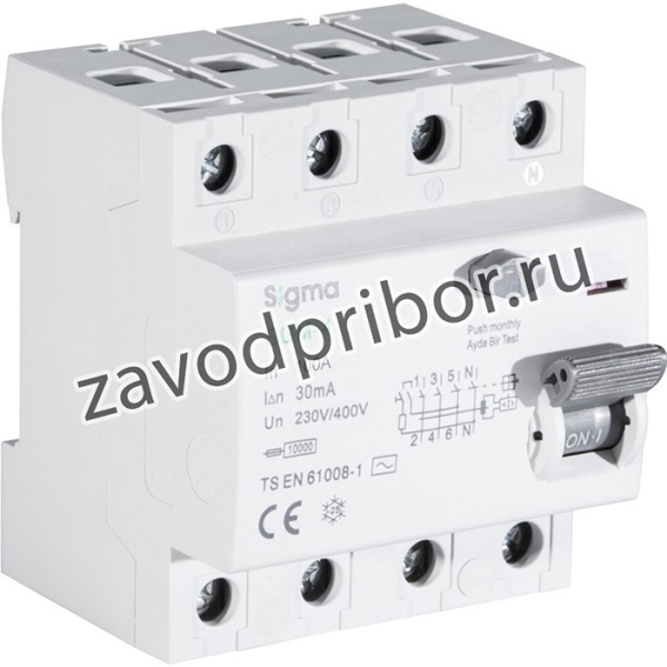 Выключатели дифференциального тока ВДТ (УЗО) AC 4P 30mA 10kA 100A, SIGMA ELEKTRIK