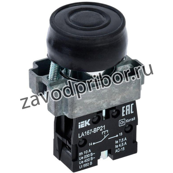 Кнопка LA167-BP21 d22мм 1з черн. IEK BBT20-BP21-1-22-67-K02