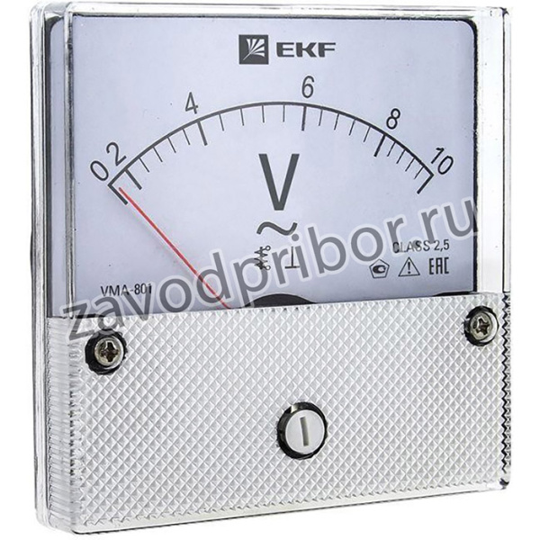 Вольтметр аналоговый VM-A801 на панель 80х80 (круглый вырез) 300В прямое подкл. EKF vma-801-300