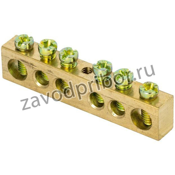 Шина PEN "ноль-земля" 6х9 6 отвер. латунь крепеж по центру розн. стикер PROxima EKF sn0-63-06-r