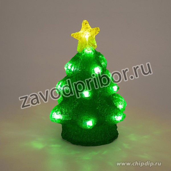 513-322, Акриловая светодиодная фигура Елочка 15х15х22 см, 20 светодиодов, батарейки 2хAA (не входят в компле