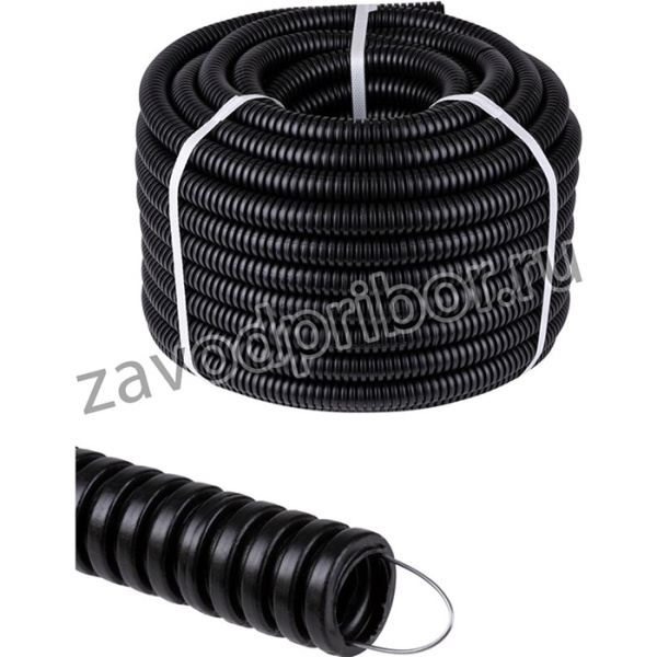 Труба гофрированная ПНД d 20 с зондом (25 м) легкая черная TDM