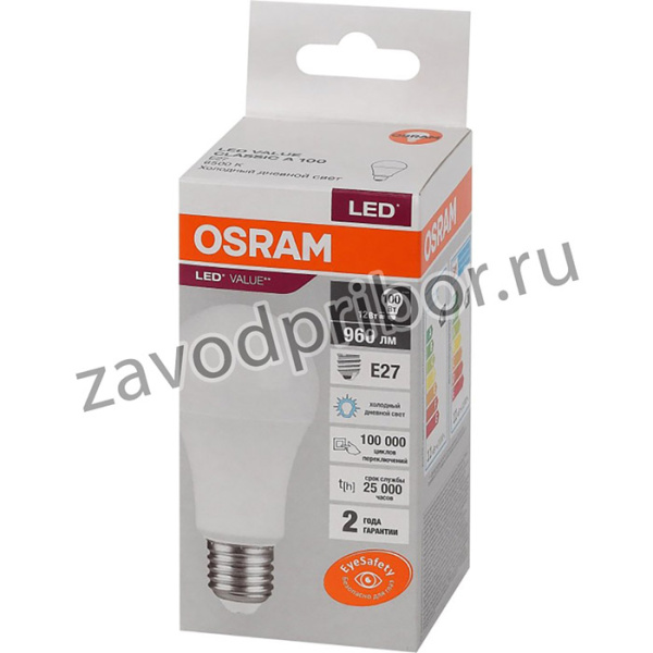 Лампа светодиодная OSRAM LED Value A, 960лм, 12Вт (замена 100Вт), 6500К