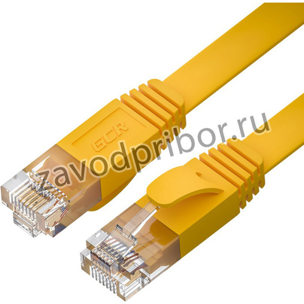 GCR-53034, GCR Патч-корд PROF плоский прямой 0.3m, UTP медь кат.6, желтый, 30 AWG, ethernet high speed 10 Гбит/