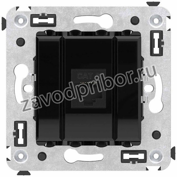 Розетка компьютерная 1-м СП Avanti "Черный квадрат" RJ45 кат.6 без шторок механизм DKC 4402693
